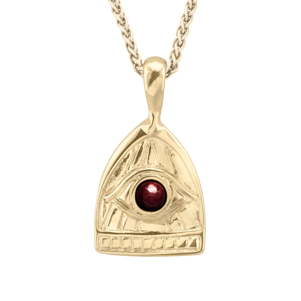 Collar de 42cm, con piedras de 6mm, con cadena torsal y dije de ojo en terminado de acero anticado en baño de oro de 22K - Joyería y bisutería fina