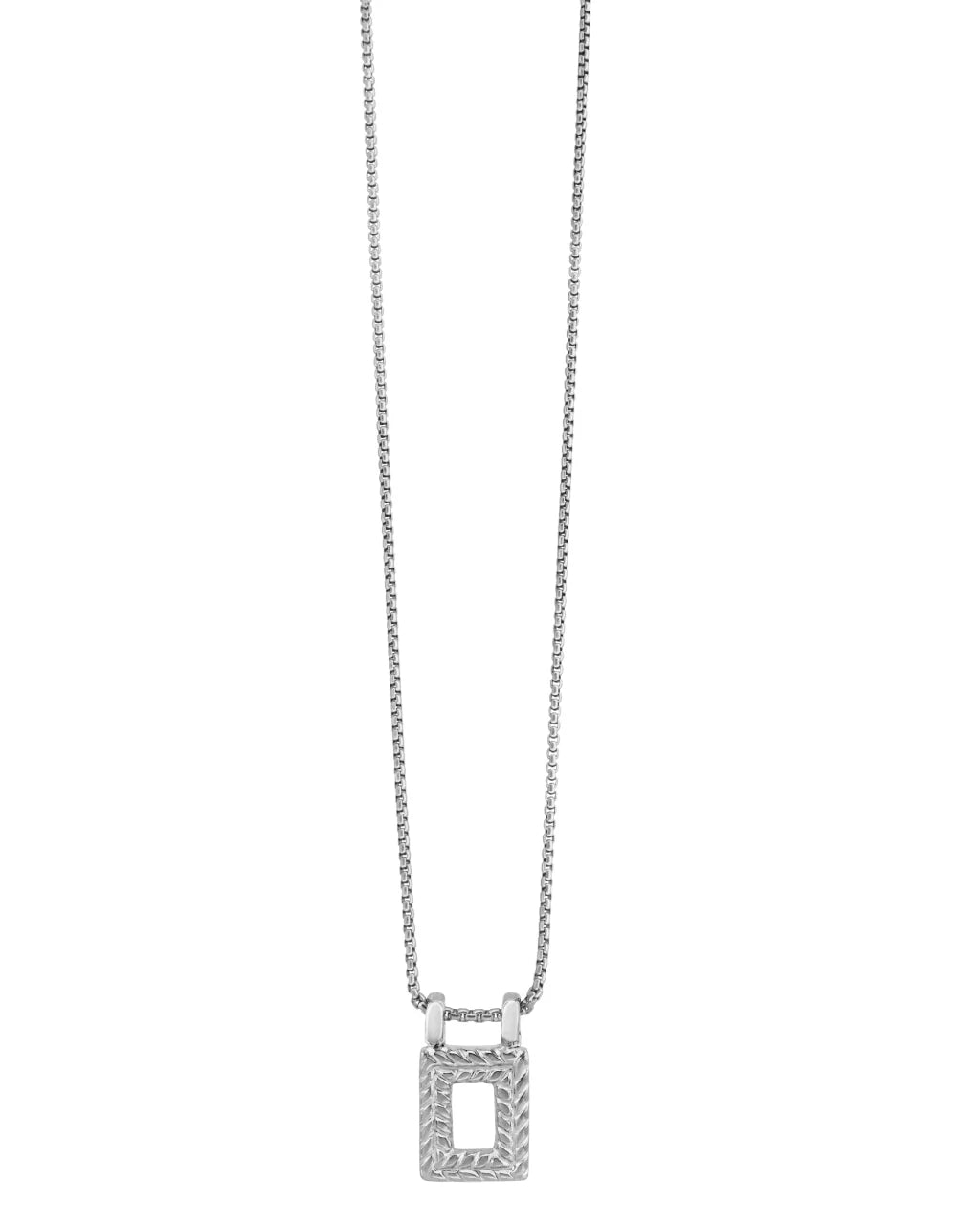 Collar en cadena de eslabones con colgante con marco de laurel en baño de rodio - Joyería y bisutería fina