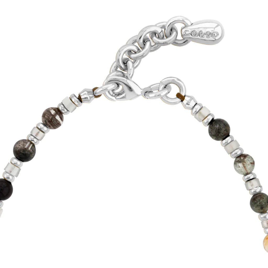 Collar choker ajustable en baño de rodio con cadena de eslabones y piedras facetadas 5mm y dije de pez koi en baño de rodio - Joyería y bisutería fina