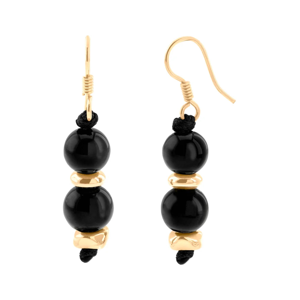 Aretes con piedras semi preciosas, chips y poste en baño de oro 22K - Joyería y bisutería fina