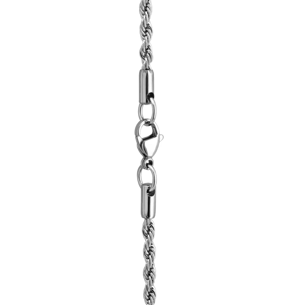 Collar de 34.5cm con cadena de acero anticado y dije de caja de oración tibetana en baño de rodio - Joyería y bisutería fina