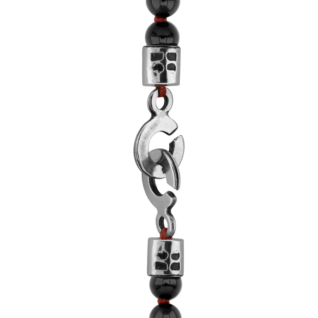 Collar de 43cm con piedras 6mm, con dije de moneda tibetana y borla de hilo encerado - Joyería y bisutería fina