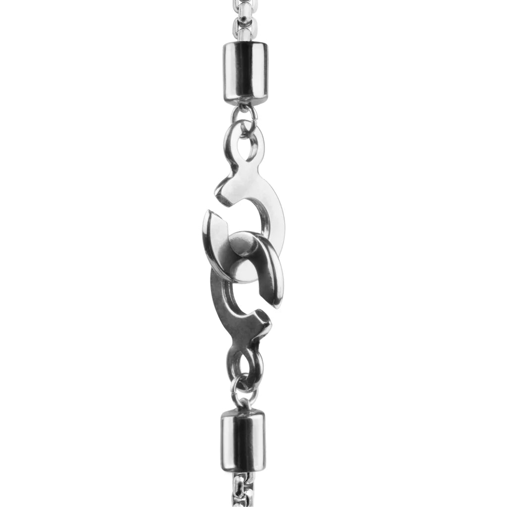 Collar de 36cm, con piedras de 6mm, con cadena y dije de ojo en terminado de acero anticado - Joyería y bisutería fina