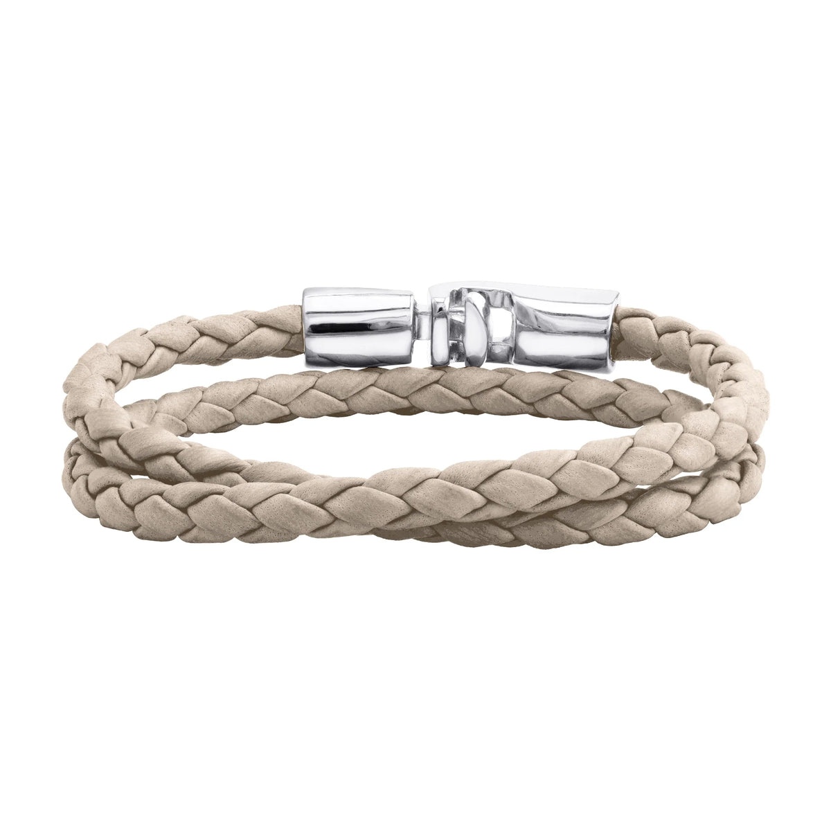 Pulsera En baño de rodio, Piel natural de borrego, Doble vuelta - Joyería y bisutería fina