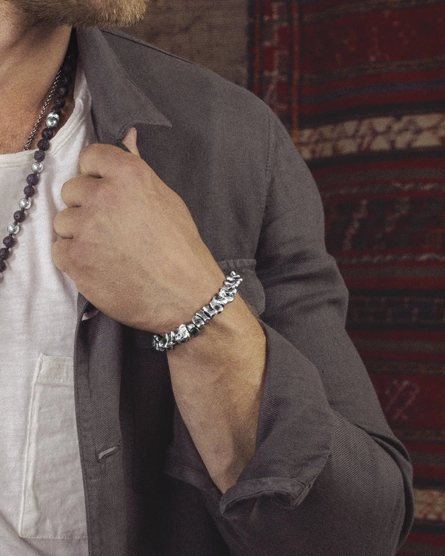 Pulsera Acero inoxidable, Cuentas con forma de huesos y colmillos - Joyería y bisutería fina