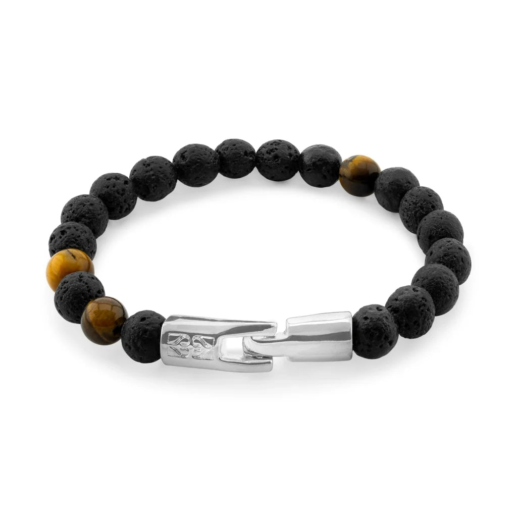 Pulsera con piedras 8mm, con broche en baño de rodio - Joyería y bisutería fina