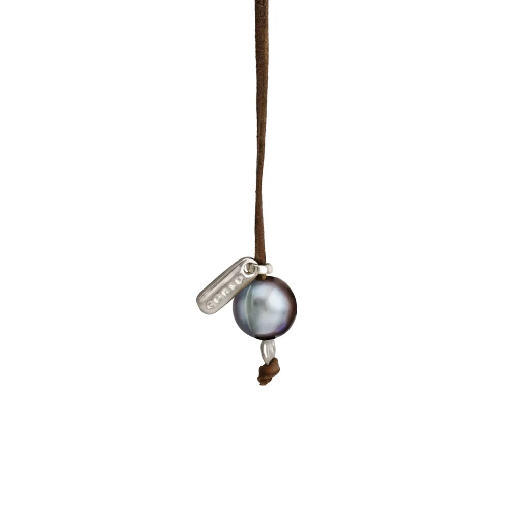 Collar ajustable de piel de canguro con 3 perlas tahitianas de 8-10mm - Joyería y bisutería fina