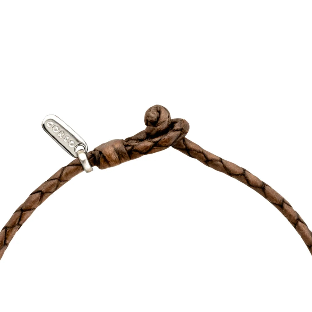 Collar de piel natural de borrego en trenza redonda de 4 hilos, con 27 perlas japonesas 8-10mm - Joyería y bisutería fina