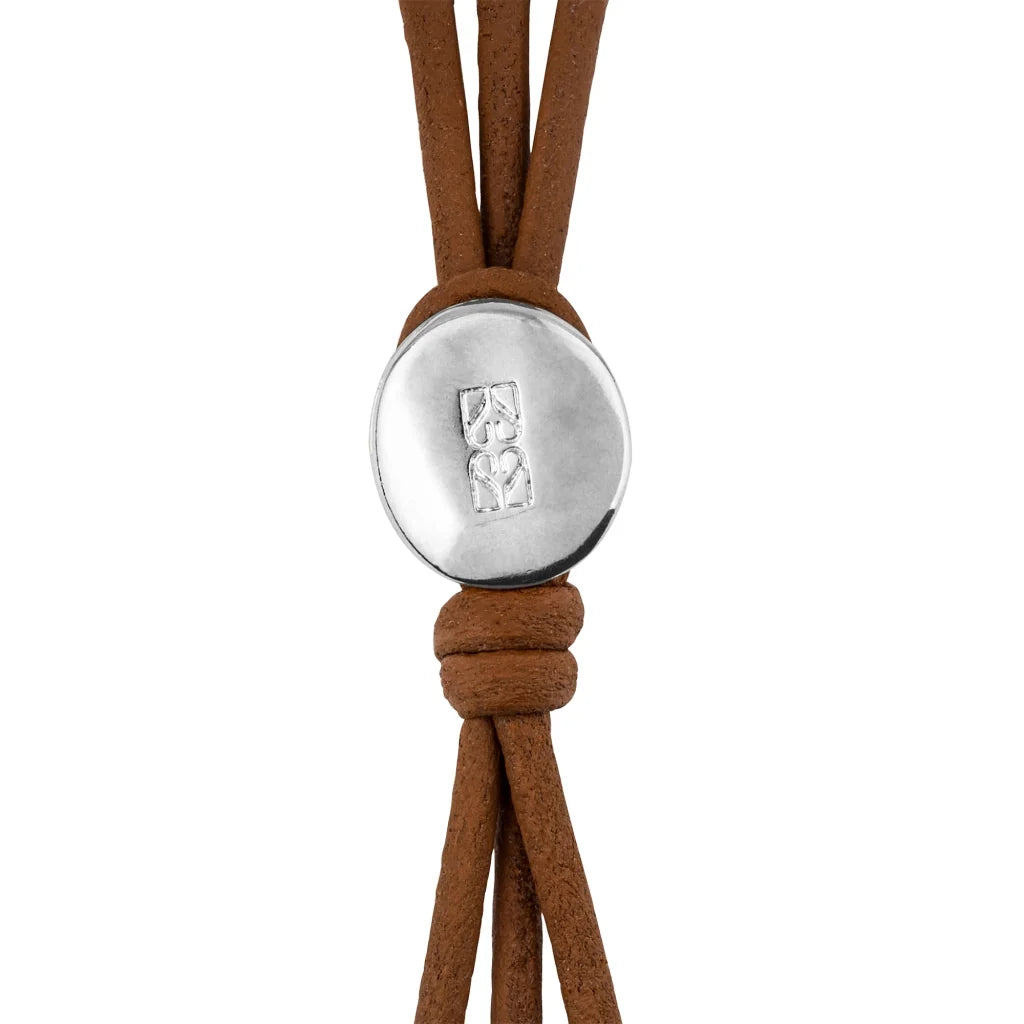Pulsera de piel con donas y cuentas en baño de rodio - Joyería y bisutería fina