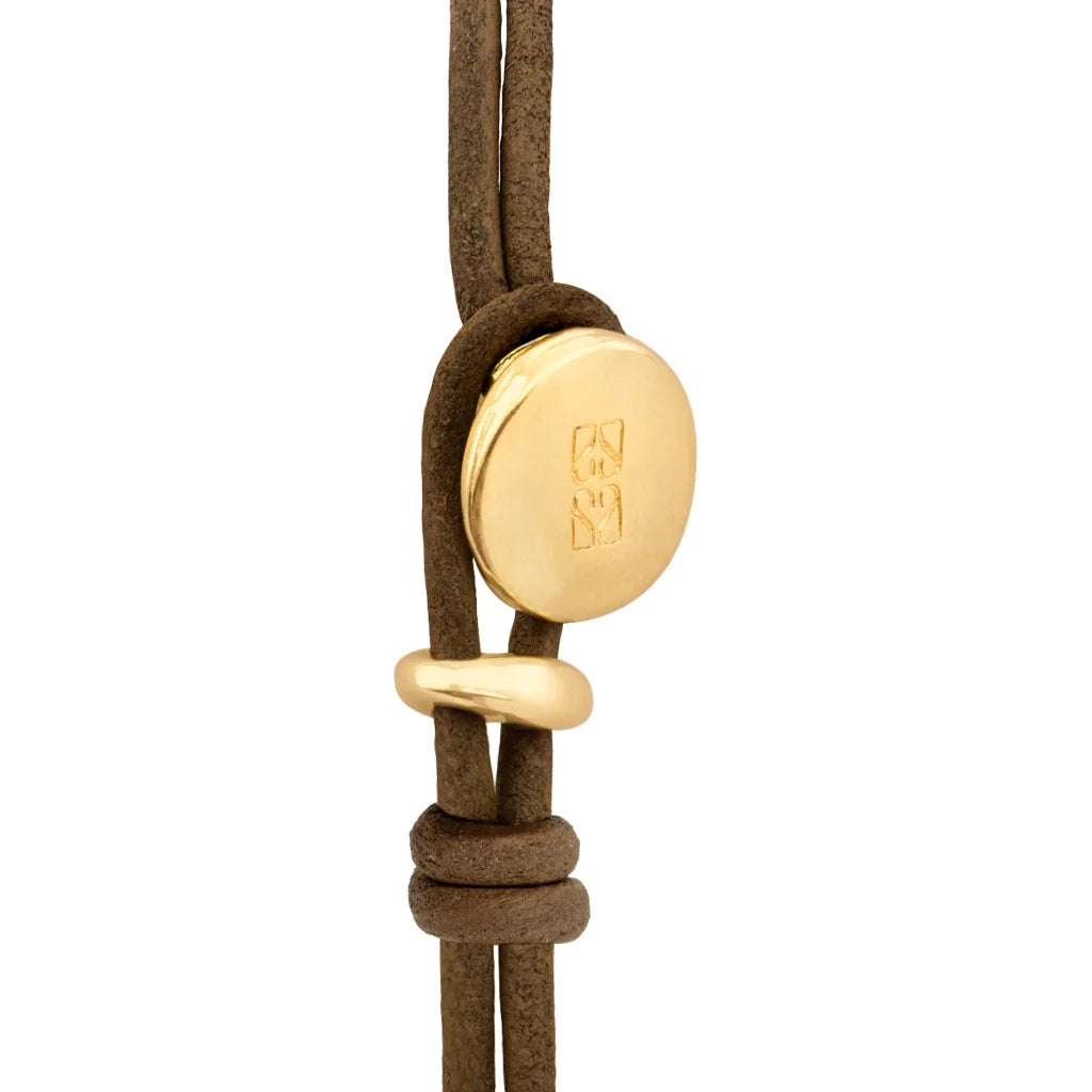 Pulsera Detalles en baño de oro 22K y rodio, Piel natural española - Joyería y bisutería fina