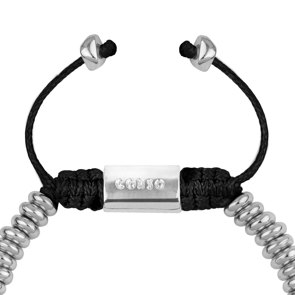Pulsera baño en rodio, Hilo de seda - Joyería y bisutería fina