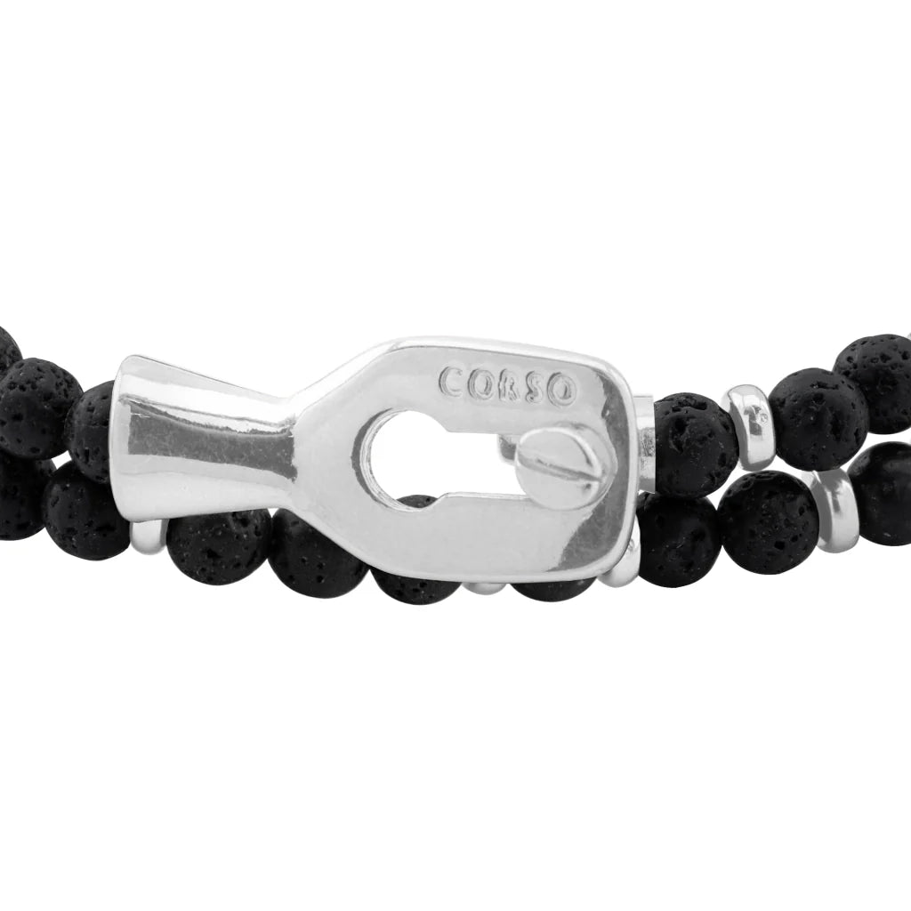 Pulsera con piedras 4mm, mini donas y broche en baño de rodio - Joyería y bisutería fina