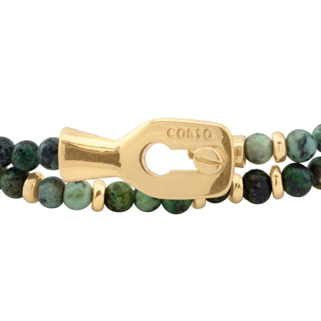 Pulsera con piedras de 4mm, con mini donas y broche en baño de oro de 22K - Joyería y bisutería fina