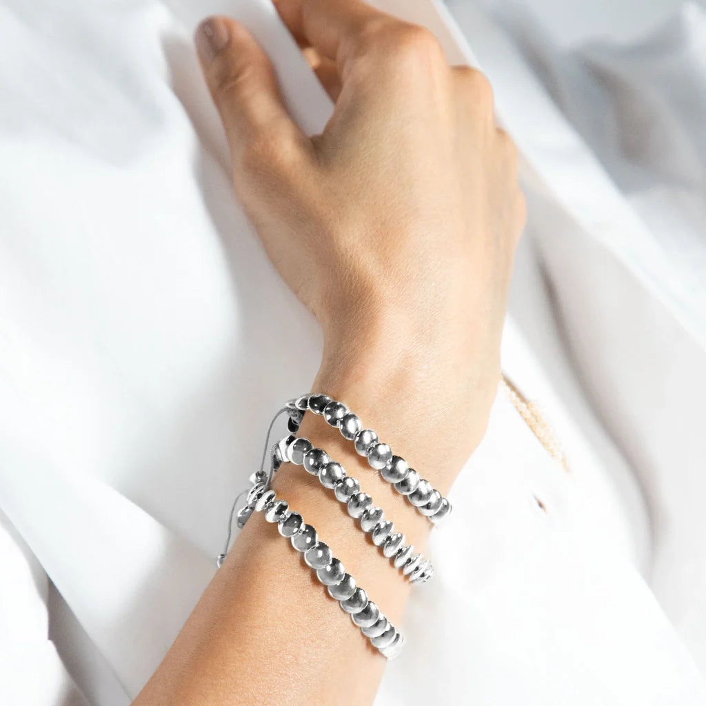 Pulsera con broche ajustable, mini lunas en baño de rodio - Joyería y bisutería fina