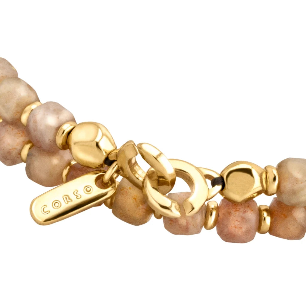 Pulsera con piedras sol facetada 6mm con diseño en doble vuelta en baño de oro 22K - Joyería y bisutería fina