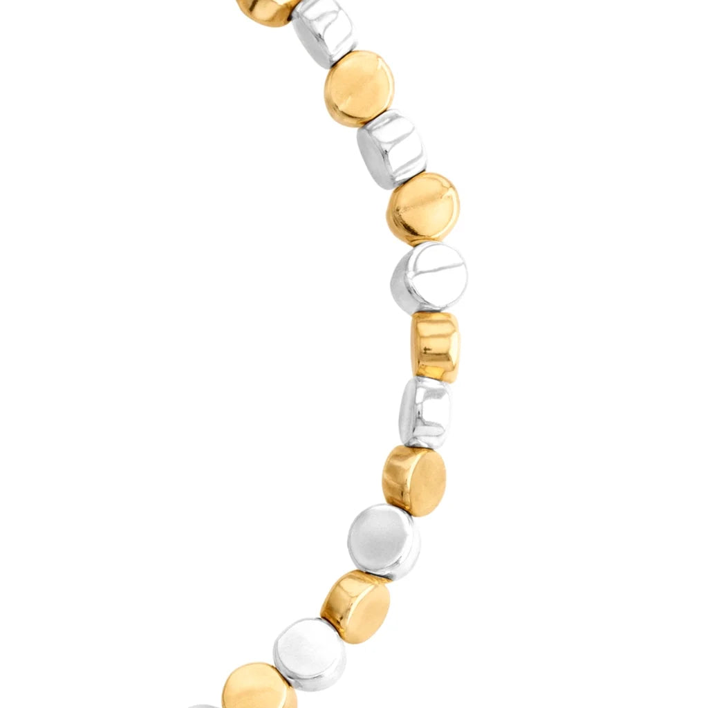 Pulsera con cuentas cilíndricas bañadas en oro 22K y rodio - Joyería y bisutería fina