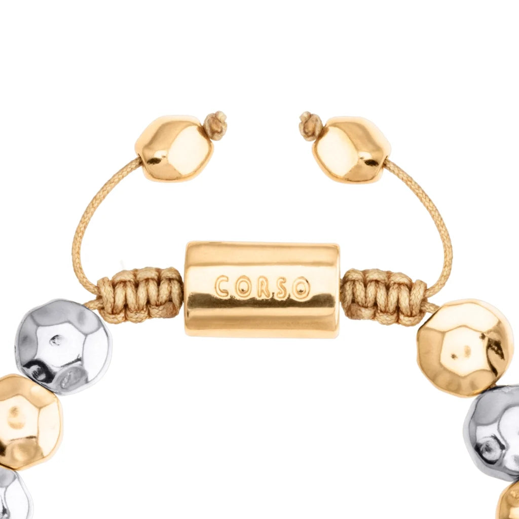 Pulsera con lunetas en baño de Oro 22K y rodio, Ajustable - Joyería y bisutería fina