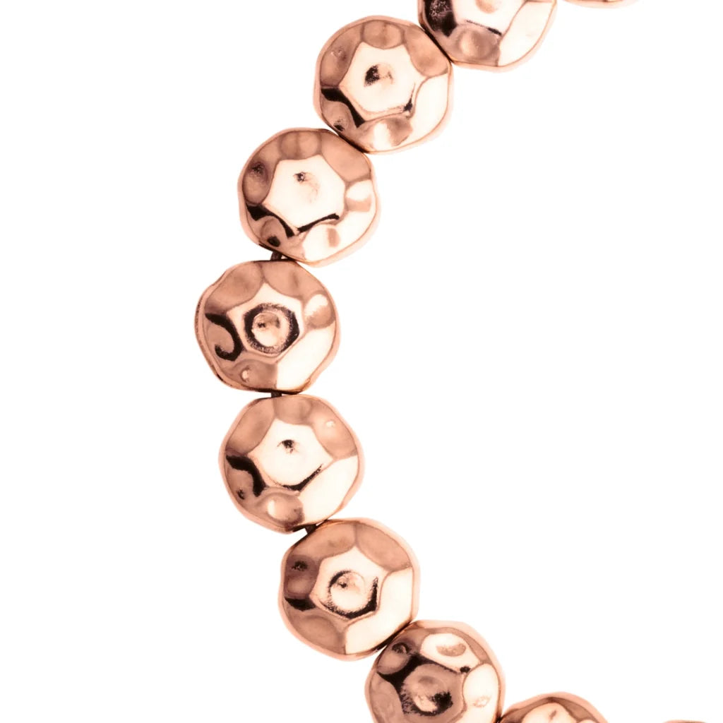 Pulsera ajustable con lunetas facetadas y placa central con insignia bañada de oro rosa 22K - Joyería y bisutería fina