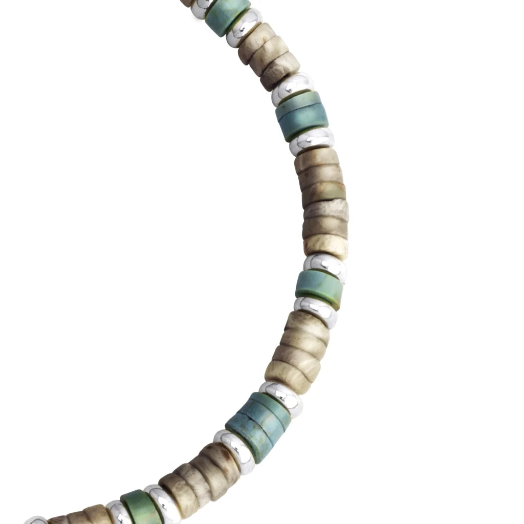 Pulsera baño de rodio, rondeles de piedras naturales - Joyería y bisutería fina