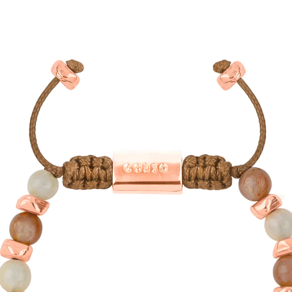 Pulsera ajustable, con piedras naturales de 6mm, baño de rodio - Joyería y bisutería fina
