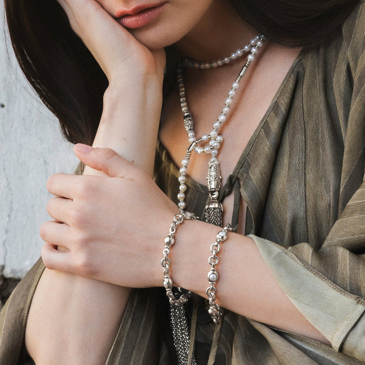 Ponza White Pearl Silver Bracelet
