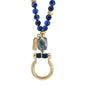 Collar de 44cm con piedras 8mm, dije e piedra, con herradura y semillas en baño de oro de 22K - Joyería y bisutería fina