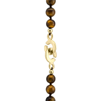 Collar de 44cm con piedras 8mm, dije e piedra, con herradura y semillas en baño de oro de 22K - Joyería y bisutería fina