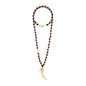 Collar de 53cm, con piedras de 8mm, con mini semillas y dije de colmillo dorados - Joyería y bisutería fina