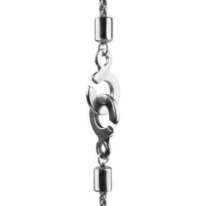 Collar de 42cm, con piedras de 6mm, con dije de cruz y cadena torsal terminado de acero anticado - Joyería y bisutería fina