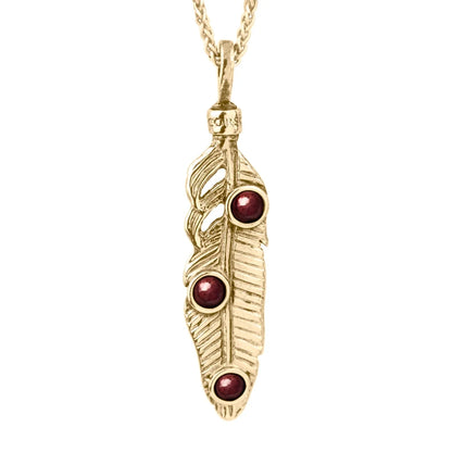 Collar de 42cm con piedras de 6mm, cadena torsal y dije de pluma en terminado de acero anticado en baño de oro de 22K - Joyería y bisutería fina