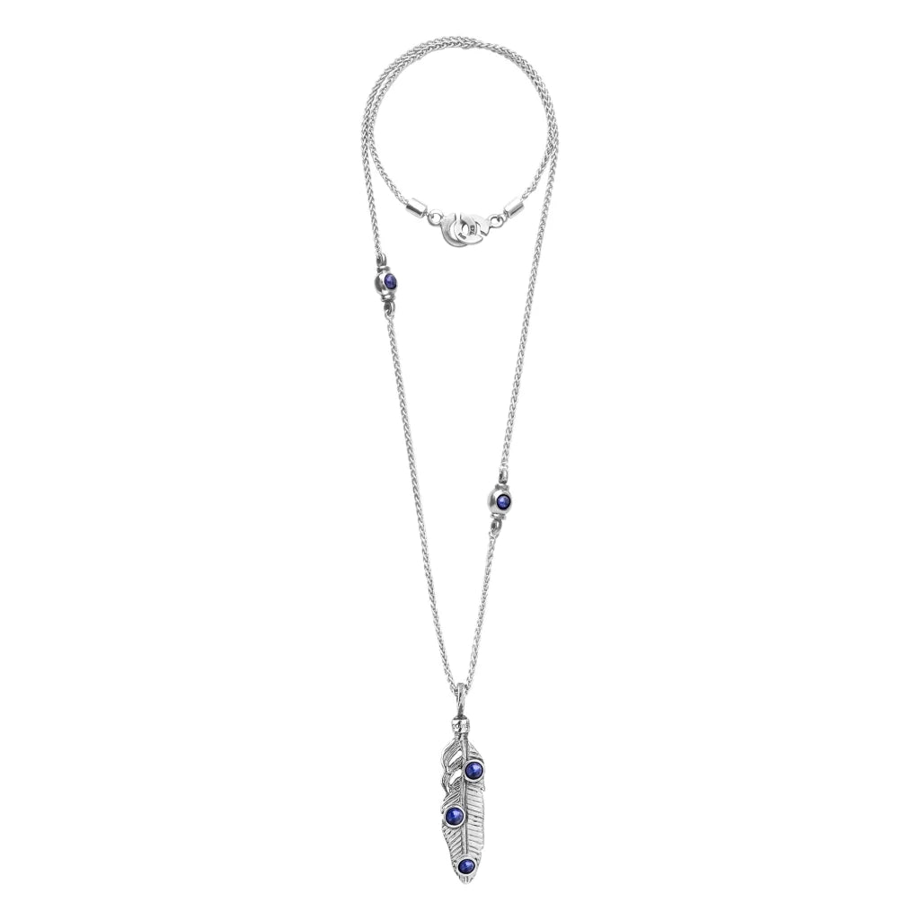 Collar de 45cm con piedra 6mm, con cadena torsal y dije en terminado de acero anticado - Joyería y bisutería fina