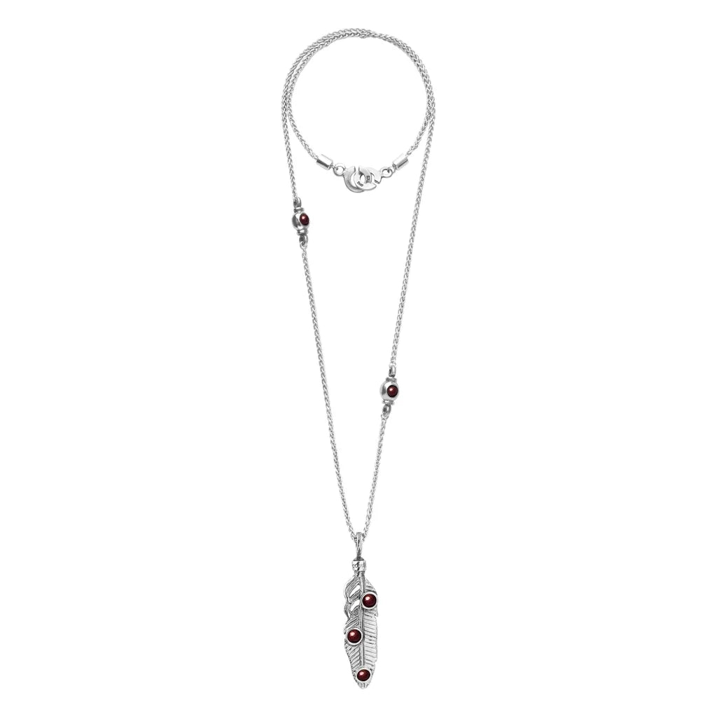 Collar de 45cm con piedra 6mm, con cadena torsal y dije en terminado de acero anticado - Joyería y bisutería fina