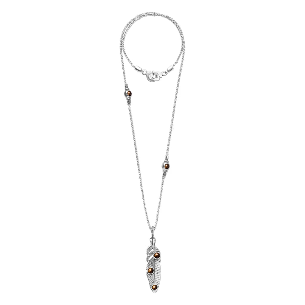 Collar de 45cm con piedra 6mm, con cadena torsal y dije en terminado de acero anticado - Joyería y bisutería fina