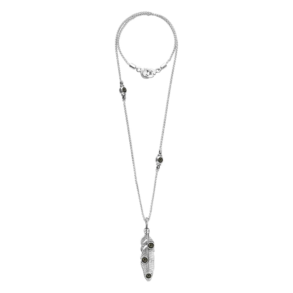 Collar de 45cm con piedra 6mm, con cadena torsal y dije en terminado de acero anticado - Joyería y bisutería fina