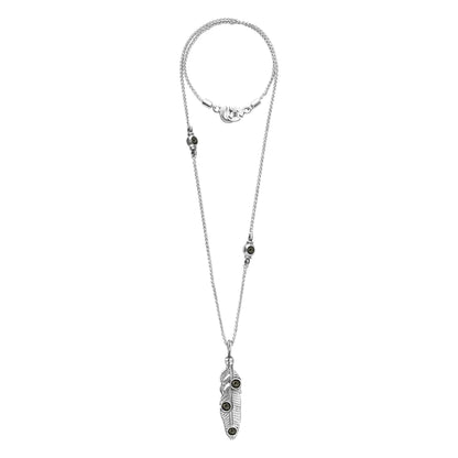 Collar de 45cm con piedra 6mm, con cadena torsal y dije en terminado de acero anticado - Joyería y bisutería fina