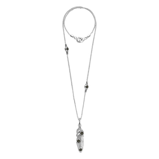 Collar de 45cm con piedra 6mm, con cadena torsal y dije en terminado de acero anticado - Joyería y bisutería fina