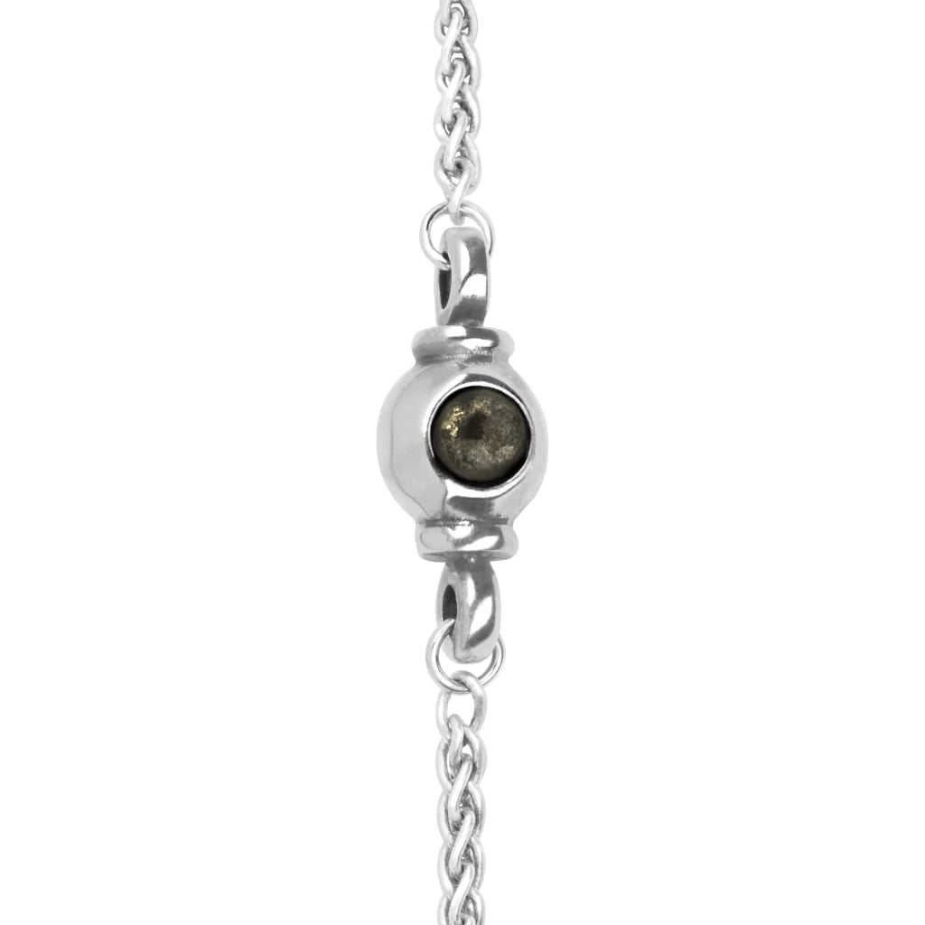 Collar de 45cm con piedra 6mm, con cadena torsal y dije en terminado de acero anticado - Joyería y bisutería fina