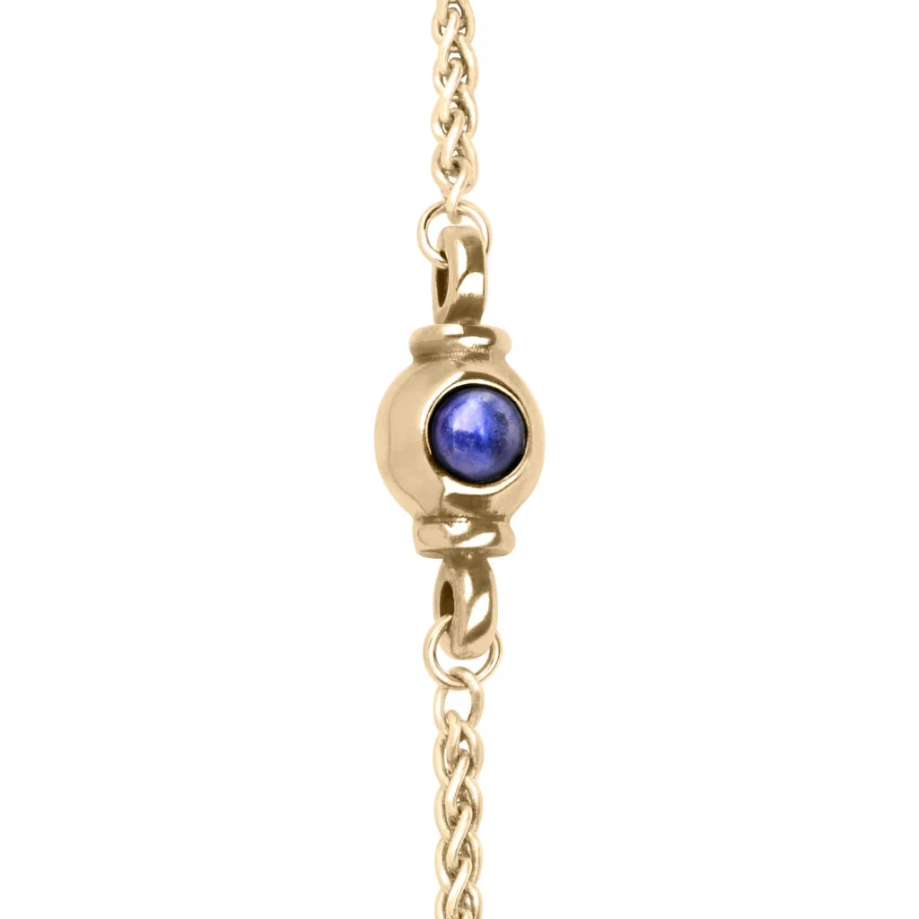 Collar de 42cm, con piedras de 6mm, con cadena torsal y dije de ojo en terminado de acero anticado en baño de oro de 22K - Joyería y bisutería fina