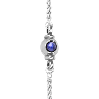 Collar de 42cm, con piedras de 6mm, con cadena torsal y dije de ojo en terminado de acero anticado - Joyería y bisutería fina