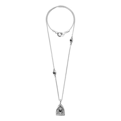 Collar de 42cm, con piedras de 6mm, con cadena torsal y dije de ojo en terminado de acero anticado - Joyería y bisutería fina