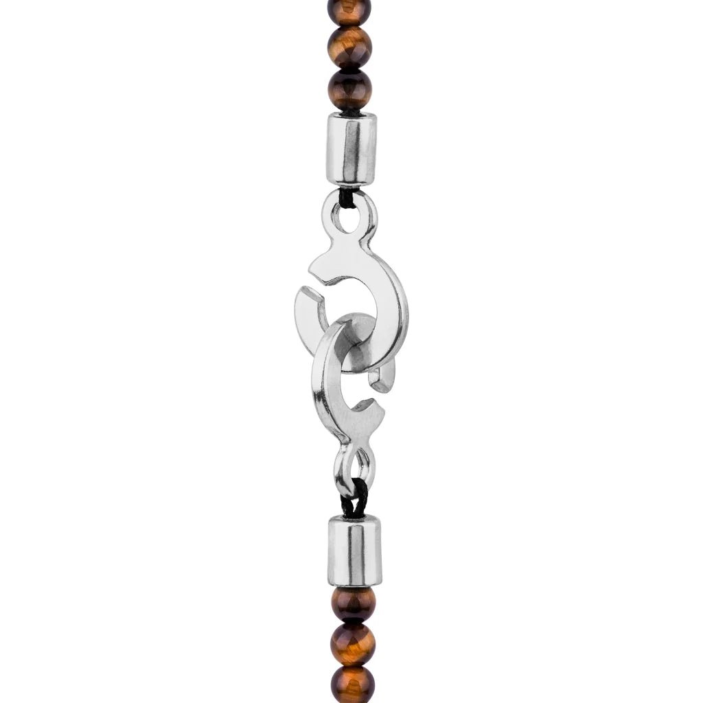 Collar de 39cm, con piedras de 4mm, con dije de cruz y mini donas en terminado de acero anticado - Joyería y bisutería fina