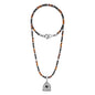 Collar de 39cm con piedras de 4mm, mini donas en acero, dije de ojo terminado en acero anticado - Joyería y bisutería fina