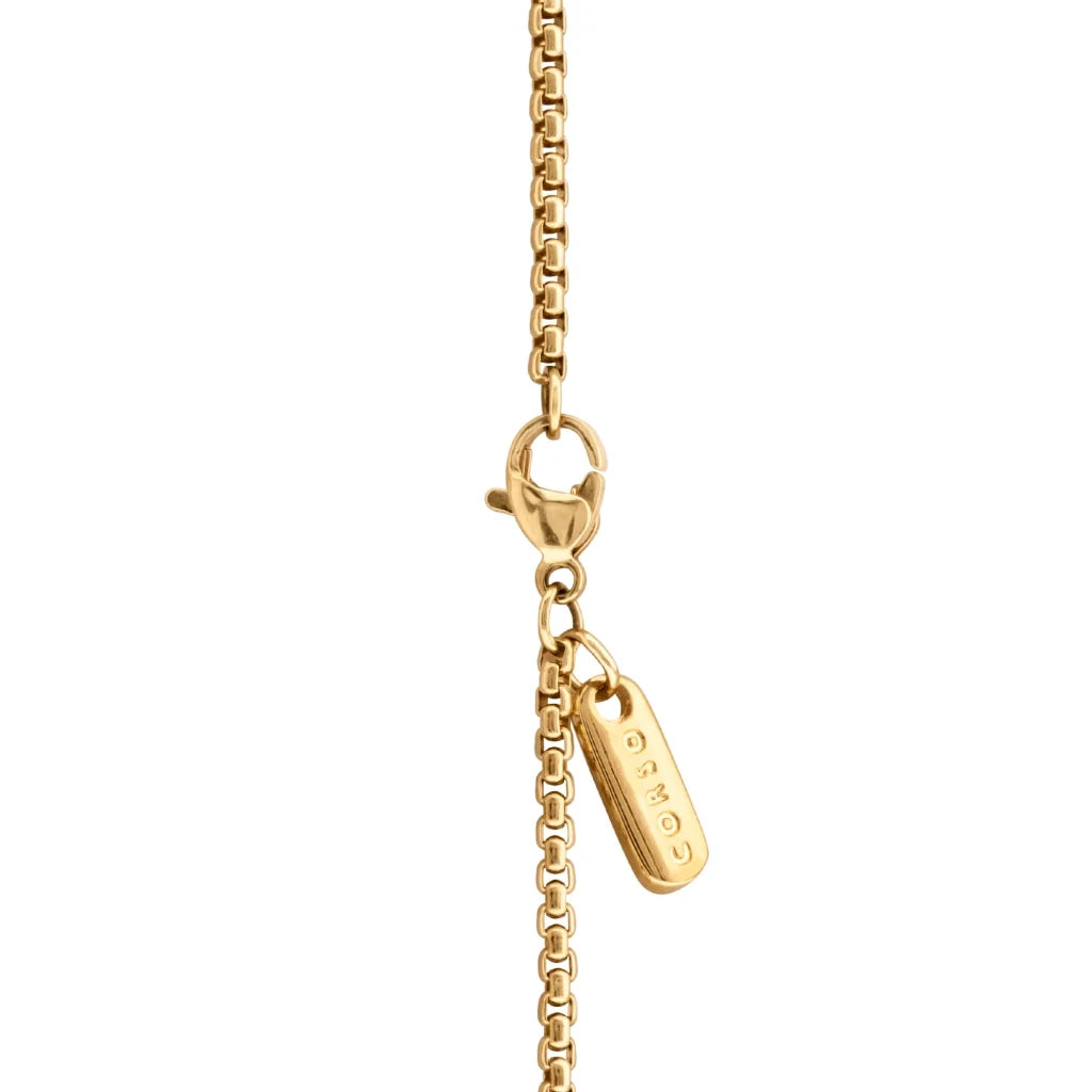 Collar de 33cm con piedra de 8mm, con dije de laurel y cadena en baño de oro de 22K - Joyería y bisutería fina