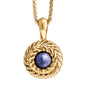 Collar de 33cm con piedra de 8mm, con dije de laurel y cadena en baño de oro de 22K - Joyería y bisutería fina