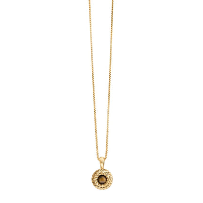 Collar de 33cm con piedra de 8mm, con dije de laurel y cadena en baño de oro de 22K - Joyería y bisutería fina