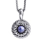 Collar de 33cm con piedra de 8mm, con dije de laurel y cadena en baño de rodio - Joyería y bisutería fina