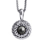 Collar de 33cm con piedra de 8mm, con dije de laurel y cadena en baño de rodio - Joyería y bisutería fina