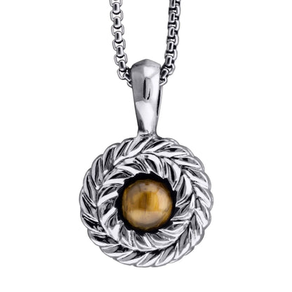 Collar de 33cm con piedra de 8mm, con dije de laurel y cadena en baño de rodio - Joyería y bisutería fina