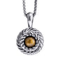 Collar de 33cm con piedra de 8mm, con dije de laurel y cadena en baño de rodio - Joyería y bisutería fina