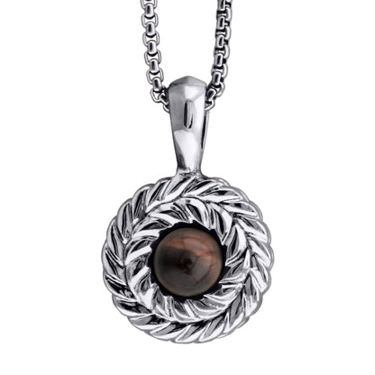 Collar de 33cm con piedra de 8mm, con dije de laurel y cadena en baño de rodio - Joyería y bisutería fina